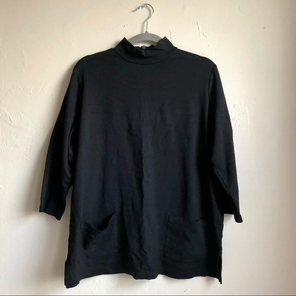 Ralph Lauren Black Tunic Mock Neck Top